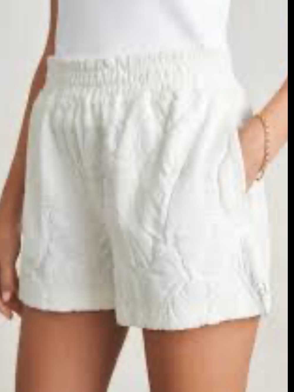 Faherty Cabana White Quilted High-Waist Lounge Shorts